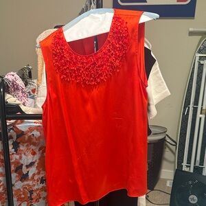 Kate Spade Red Sleeveless Blouse with Floral Detail